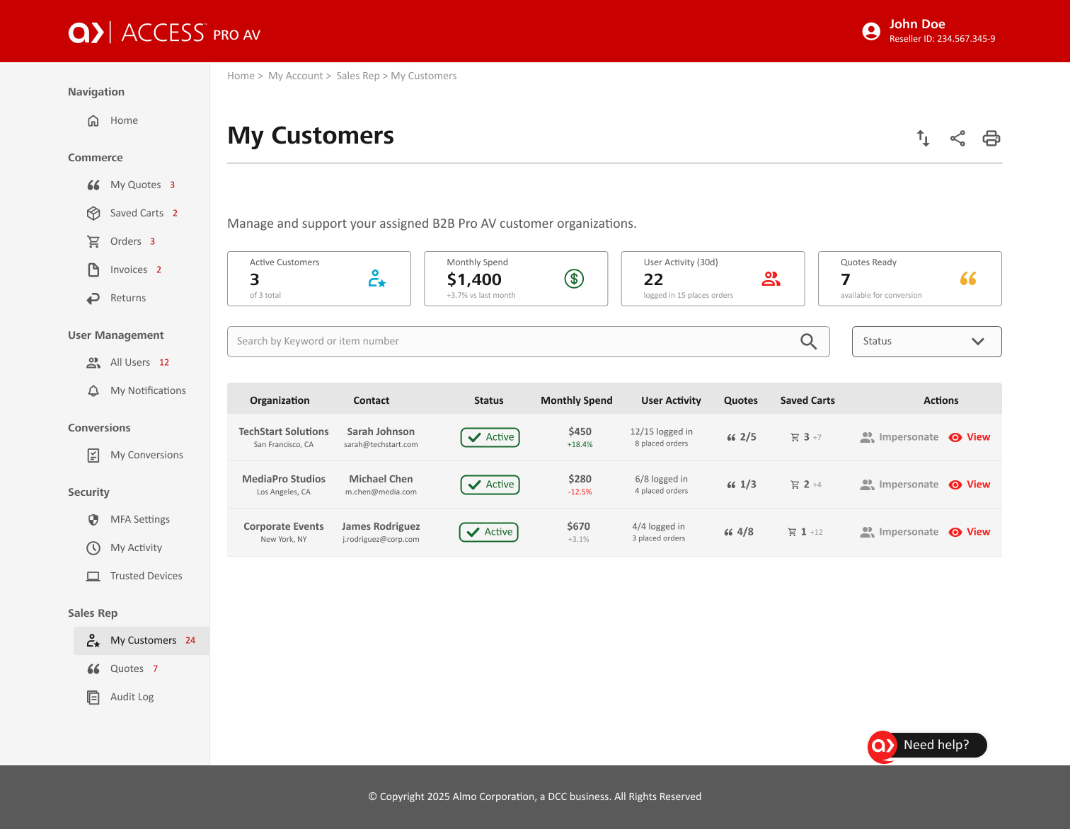 Sales Rep – My Customers copy